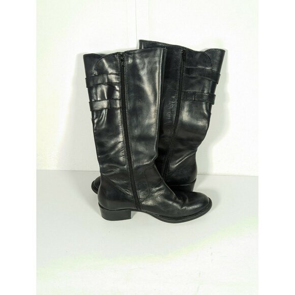Born Womens Berry Knee High Riding Style Black Leather Boots us/8m D78503 - Picture 5 of 9